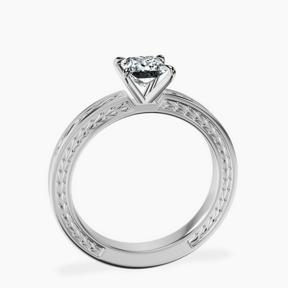 18kt White Gold Ivory Vintage Solitaire Lab Diamond Ring side right image one