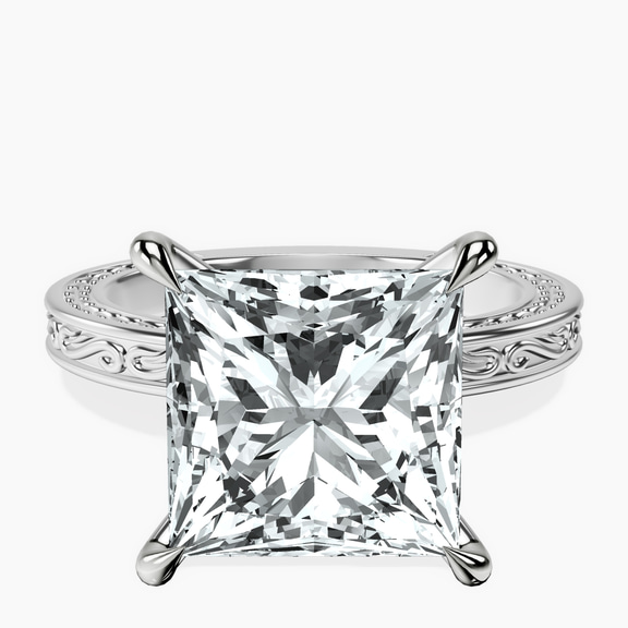 Platinum Ivory Vintage Solitaire Lab Diamond Ring front image