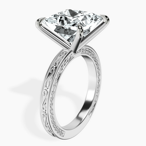 18kt White Gold Ivory Vintage Solitaire Lab Diamond Ring standing product image one