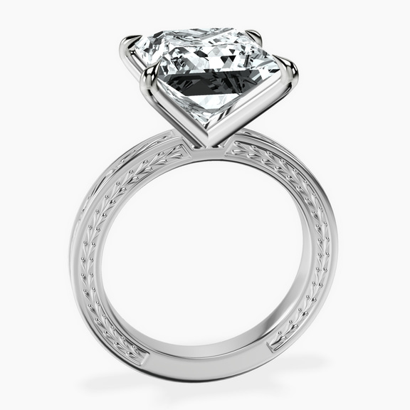 18kt White Gold Ivory Vintage Solitaire Lab Diamond Ring side right image one