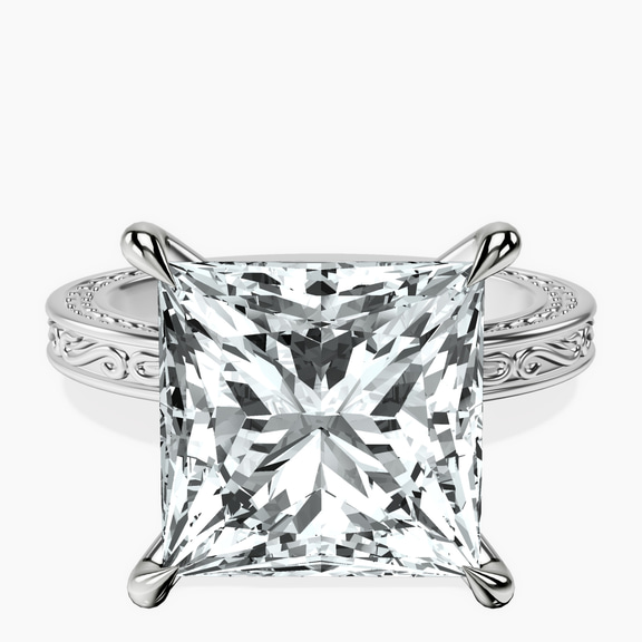 Platinum Ivory Vintage Solitaire Lab Diamond Ring front image