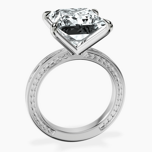 Platinum Ivory Vintage Solitaire Lab Diamond Ring side right image one
