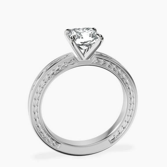 14kt White Gold Ivory Vintage Solitaire Lab Diamond Ring side right image one
