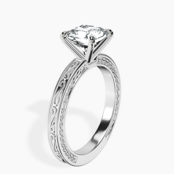 18kt White Gold Ivory Vintage Solitaire Lab Diamond Ring standing product image one