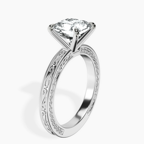 Platinum Ivory Vintage Solitaire Lab Diamond Ring standing product image one