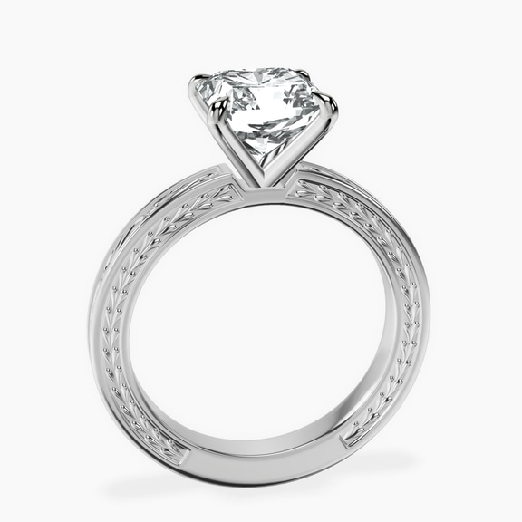 Platinum Ivory Vintage Solitaire Lab Diamond Ring side right image one