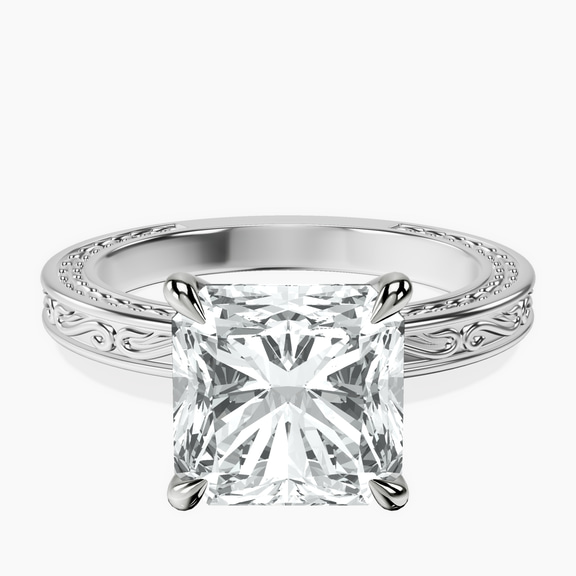 Platinum Ivory Vintage Solitaire Lab Diamond Ring front image