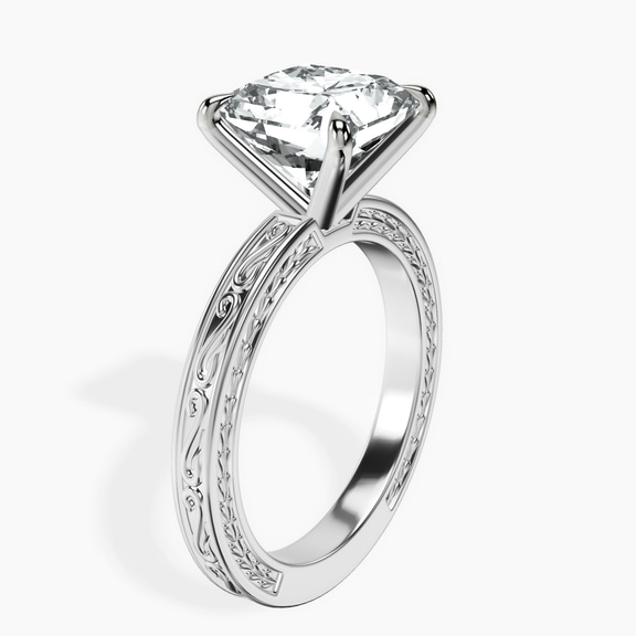 Platinum Ivory Vintage Solitaire Lab Diamond Ring standing product image one
