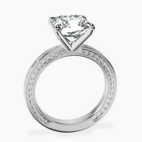 Platinum Ivory Vintage Solitaire Lab Diamond Ring side right image one