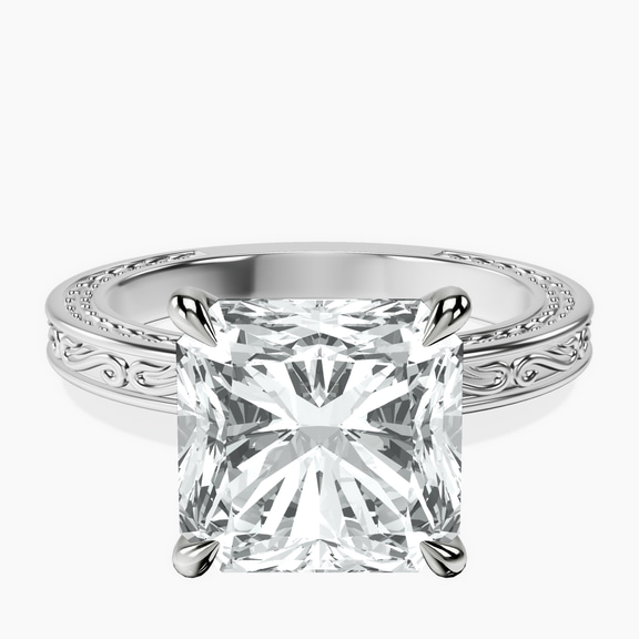 Platinum Ivory Vintage Solitaire Lab Diamond Ring front image