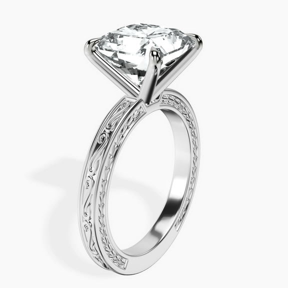 Platinum Ivory Vintage Solitaire Lab Diamond Ring standing product image one