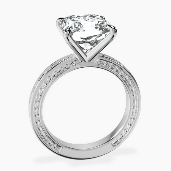 Platinum Ivory Vintage Solitaire Lab Diamond Ring side right image one