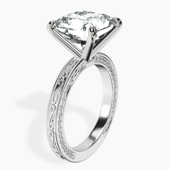 18kt White Gold Ivory Vintage Solitaire Lab Diamond Ring standing product image one