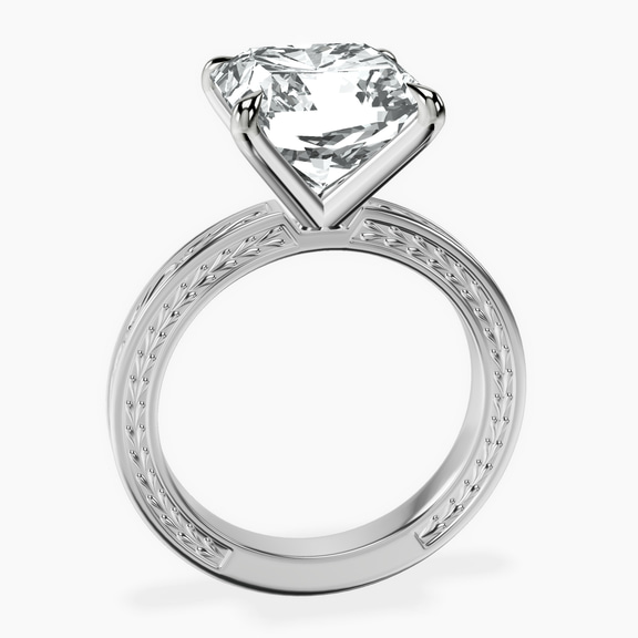18kt White Gold Ivory Vintage Solitaire Lab Diamond Ring side right image one