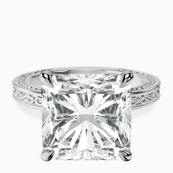 Platinum Ivory Vintage Solitaire Lab Diamond Ring front image
