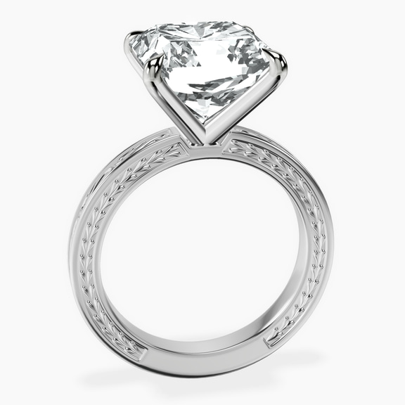 Platinum Ivory Vintage Solitaire Lab Diamond Ring side right image one