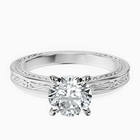 Platinum Ivory Vintage Solitaire Lab Diamond Ring front image