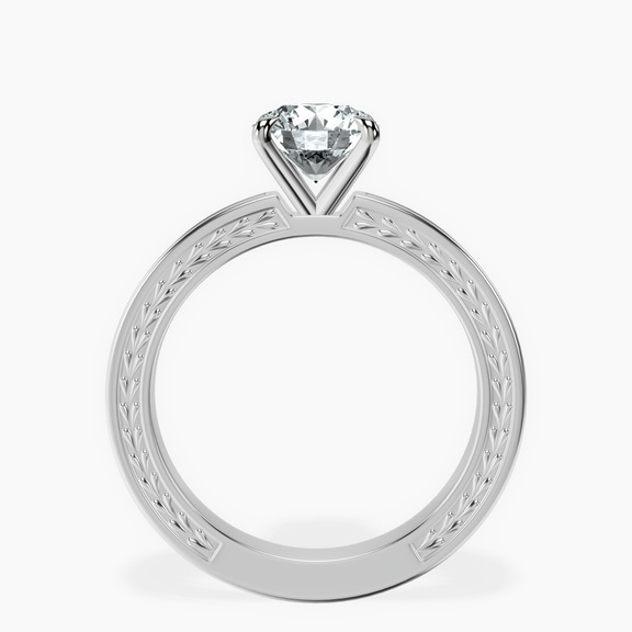 Platinum Ivory Vintage Solitaire Lab Diamond Ring side right image one