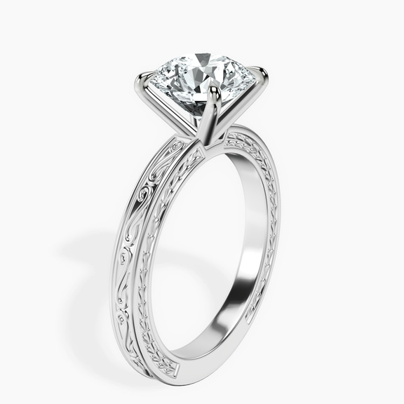 Platinum Ivory Vintage Solitaire Lab Diamond Ring standing product image one