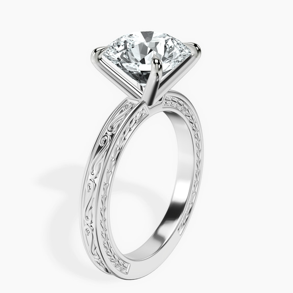 10kt White Gold Ivory Vintage Solitaire Lab Diamond Ring standing product image one