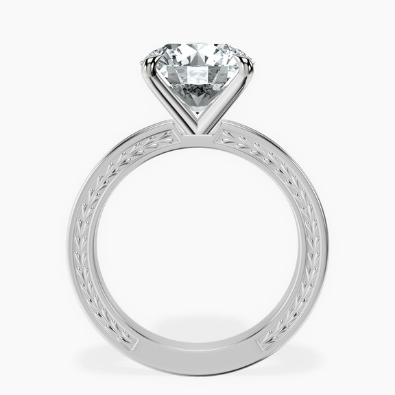 10kt White Gold Ivory Vintage Solitaire Lab Diamond Ring side right image one