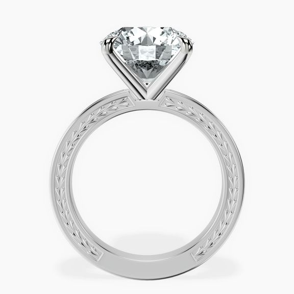 14kt White Gold Ivory Vintage Solitaire Lab Diamond Ring side right image one