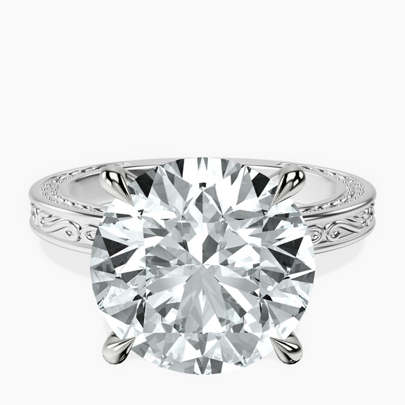Platinum Ivory Vintage Solitaire Lab Diamond Ring front image