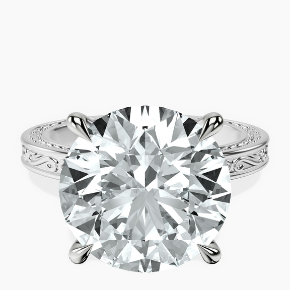 10kt White Gold Ivory Vintage Solitaire Lab Diamond Ring front image