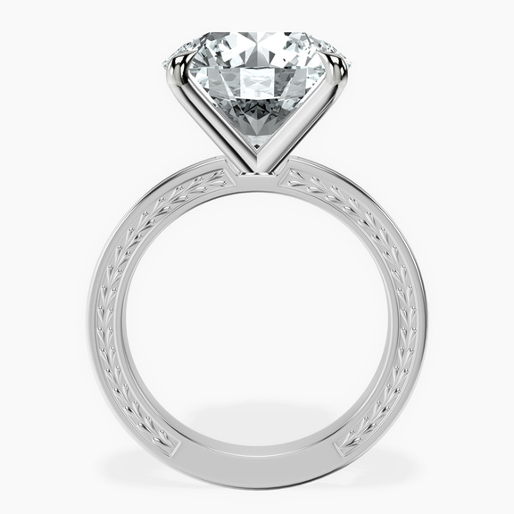 10kt White Gold Ivory Vintage Solitaire Lab Diamond Ring side right image one