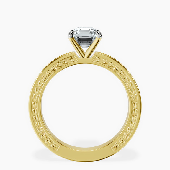 18kt Yellow Gold Ivory Vintage Solitaire Lab Diamond Ring side right image one