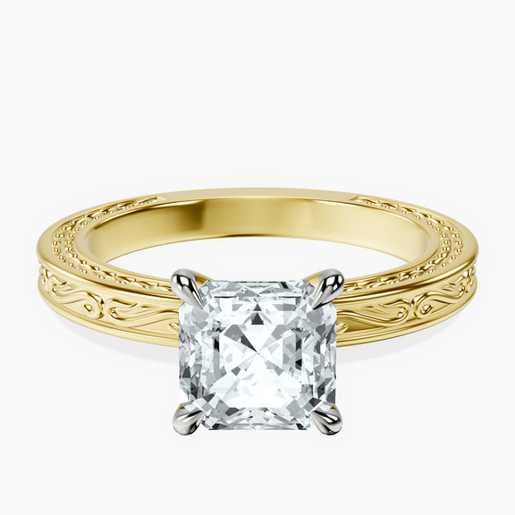 14ct Yellow Gold Ivory Vintage Solitaire Lab Diamond Ring front image