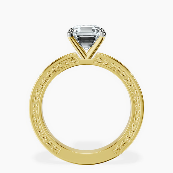 14ct Yellow Gold Ivory Vintage Solitaire Lab Diamond Ring side right image one