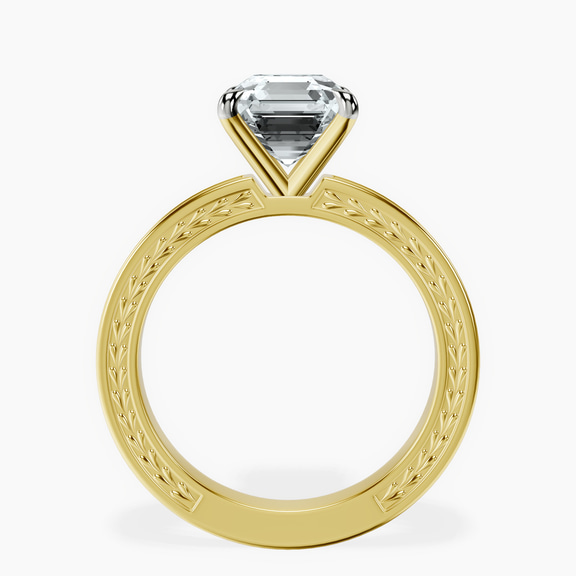 10kt Yellow Gold Ivory Vintage Solitaire Lab Diamond Ring side right image one