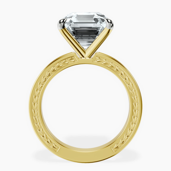 10kt Yellow Gold Ivory Vintage Solitaire Lab Diamond Ring side right image one