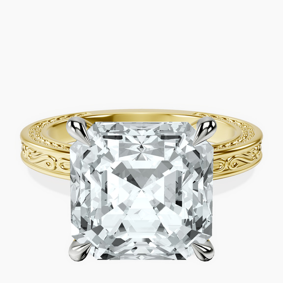 10kt Yellow Gold Ivory Vintage Solitaire Lab Diamond Ring front image