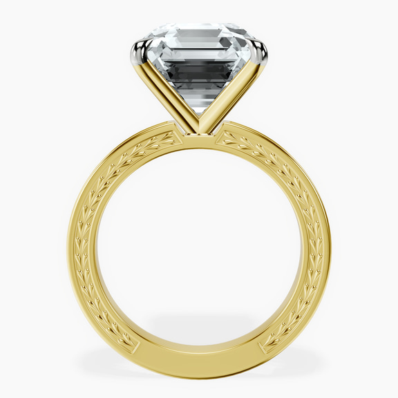 10kt Yellow Gold Ivory Vintage Solitaire Lab Diamond Ring side right image one