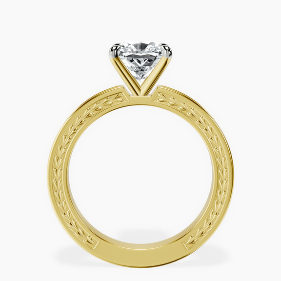 9ct Yellow Gold Ivory Vintage Solitaire Lab Diamond Ring side right image one