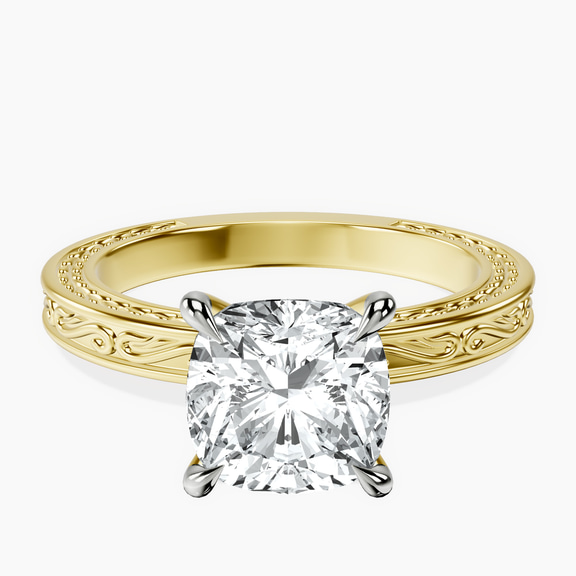18kt Yellow Gold Ivory Vintage Solitaire Lab Diamond Ring front image