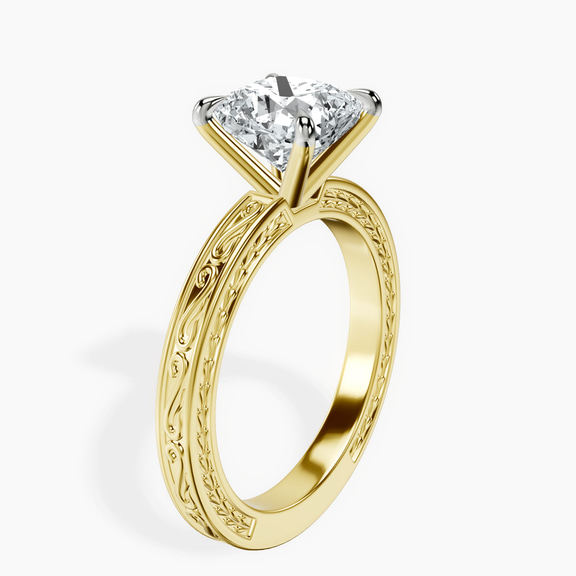 18kt Yellow Gold Ivory Vintage Solitaire Lab Diamond Ring standing product image one