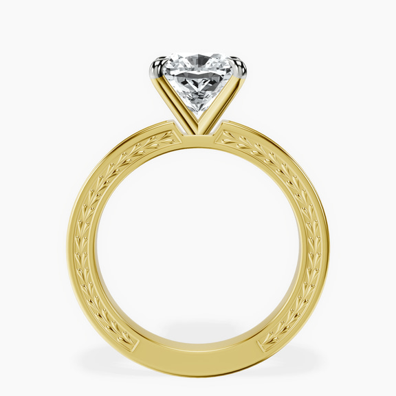 18kt Yellow Gold Ivory Vintage Solitaire Lab Diamond Ring side right image one