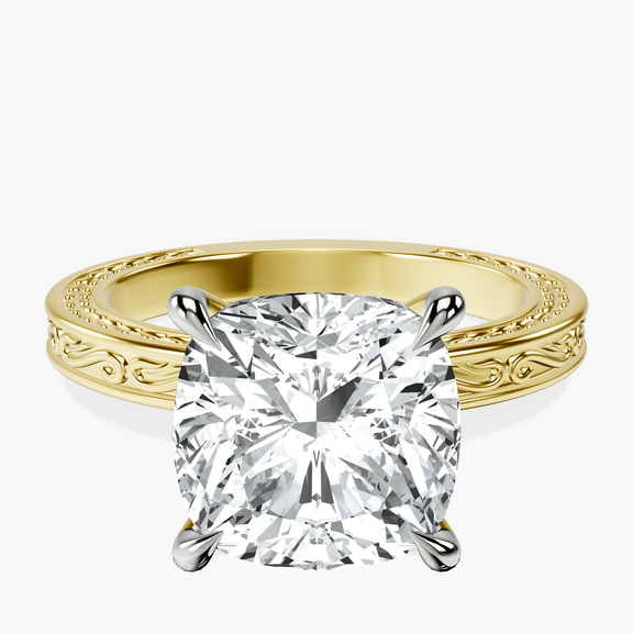 14kt Yellow Gold Ivory Vintage Solitaire Lab Diamond Ring front image