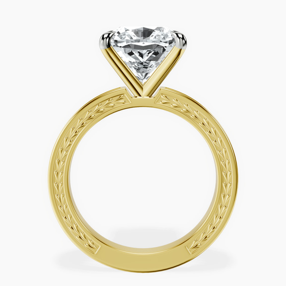 14kt Yellow Gold Ivory Vintage Solitaire Lab Diamond Ring side right image one