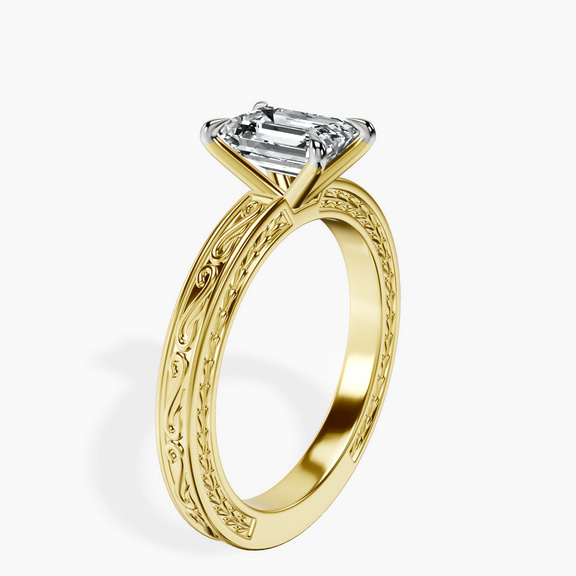 18kt Yellow Gold Ivory Vintage Solitaire Lab Diamond Ring standing product image one
