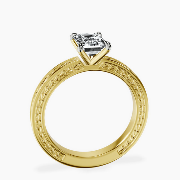 18kt Yellow Gold Ivory Vintage Solitaire Lab Diamond Ring side right image one