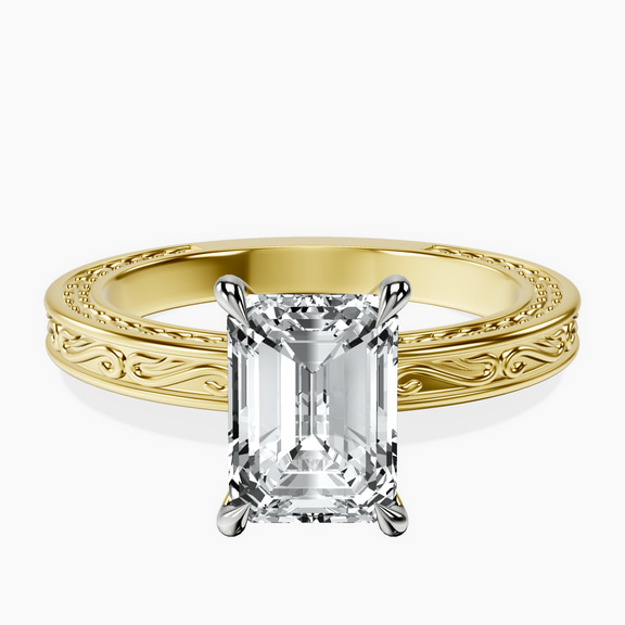 14ct Yellow Gold Ivory Vintage Solitaire Lab Diamond Ring front image