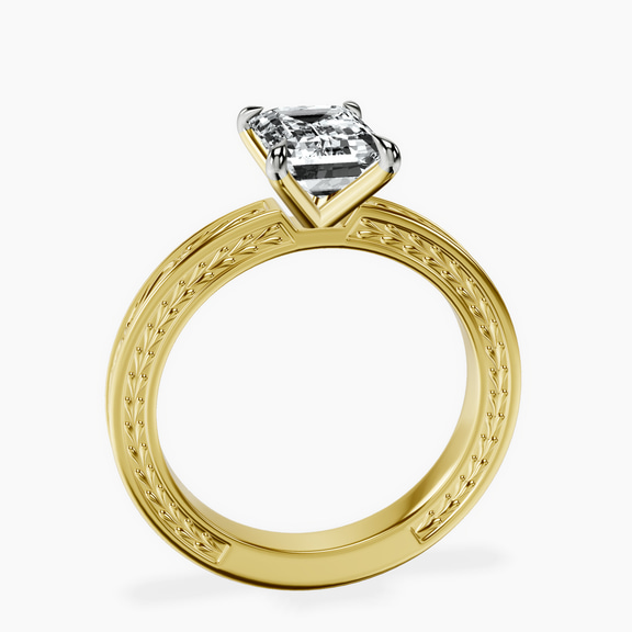 14kt Yellow Gold Ivory Vintage Solitaire Lab Diamond Ring side right image one
