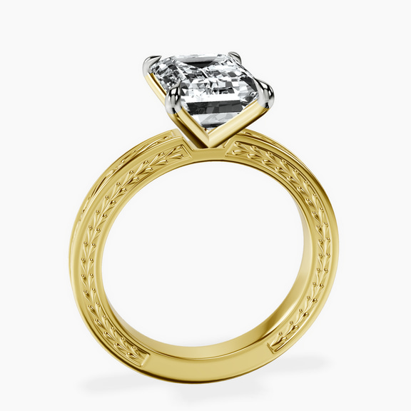 18kt Yellow Gold Ivory Vintage Solitaire Lab Diamond Ring side right image one