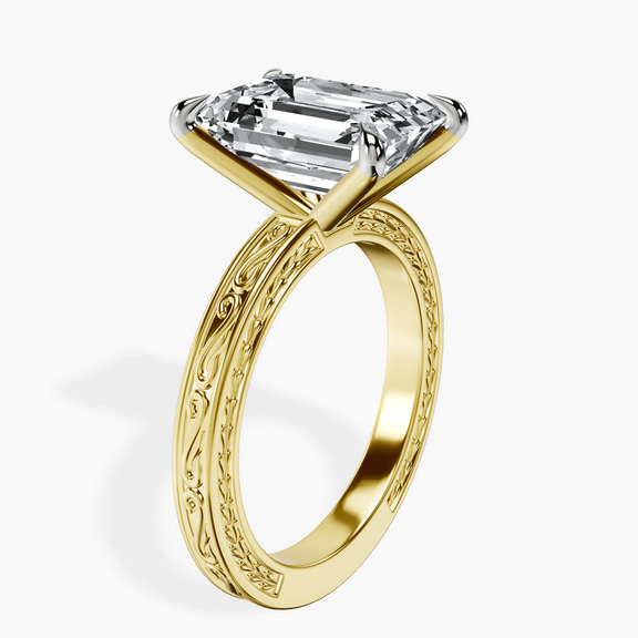 18kt Yellow Gold Ivory Vintage Solitaire Lab Diamond Ring standing product image one