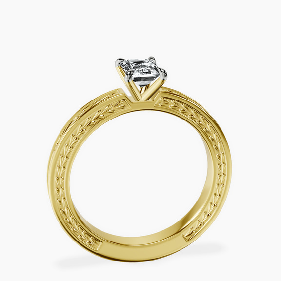 10kt Yellow Gold Ivory Vintage Solitaire Lab Diamond Ring side right image one