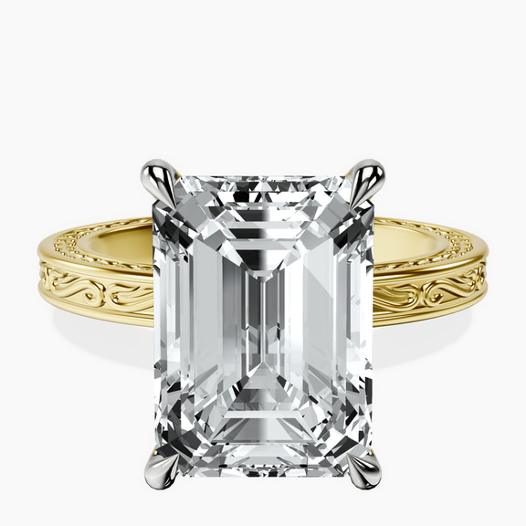 10kt Yellow Gold Ivory Vintage Solitaire Lab Diamond Ring front image